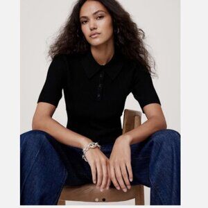 Banana Republic Sculpted Cropped Ribbed Knit Polo